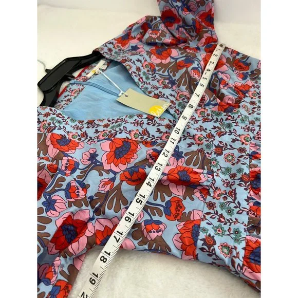 New Boden Size 6R V-Neck Contrast Detail Dress Dusty Blue, Terrace Bud Summer - Picture 5 of 15